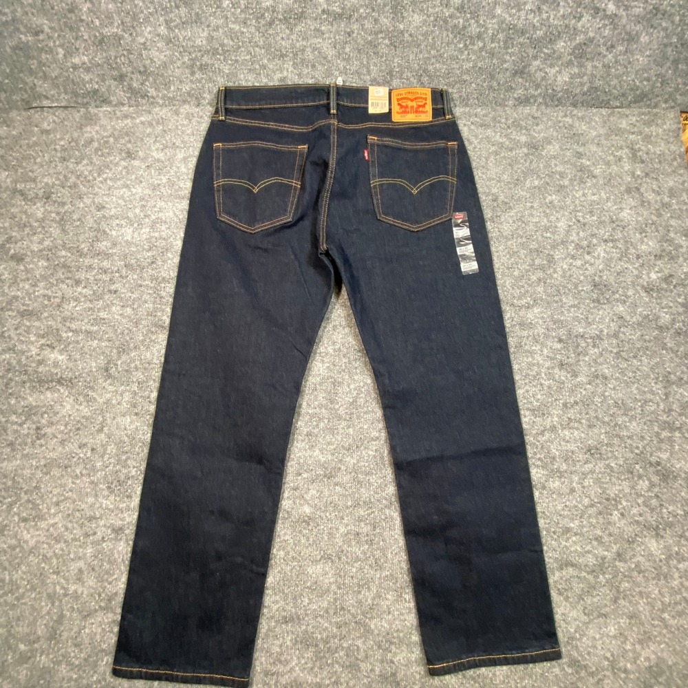 Levis 505 Regular Fit Stretch Jeans Mens 36x30 Dark Indigo Straight 005051453